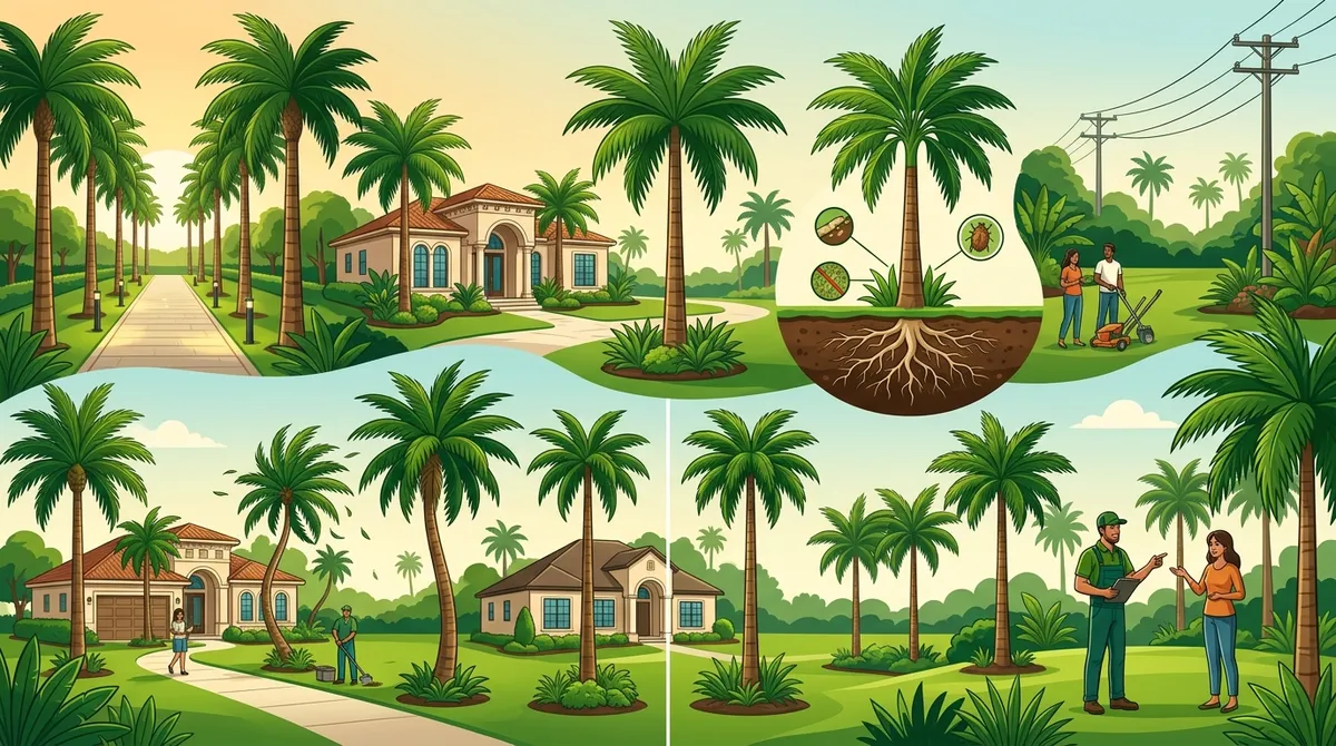 Palm Tree Trimming Progress Village