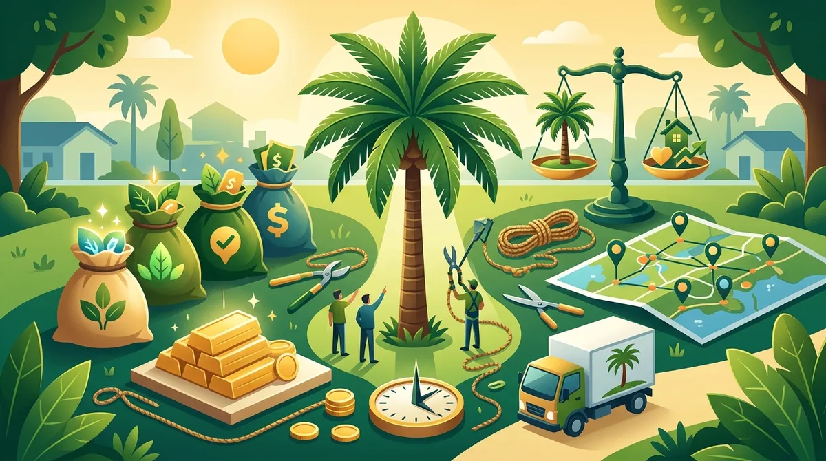 Palm Tree Trimming Progress Village